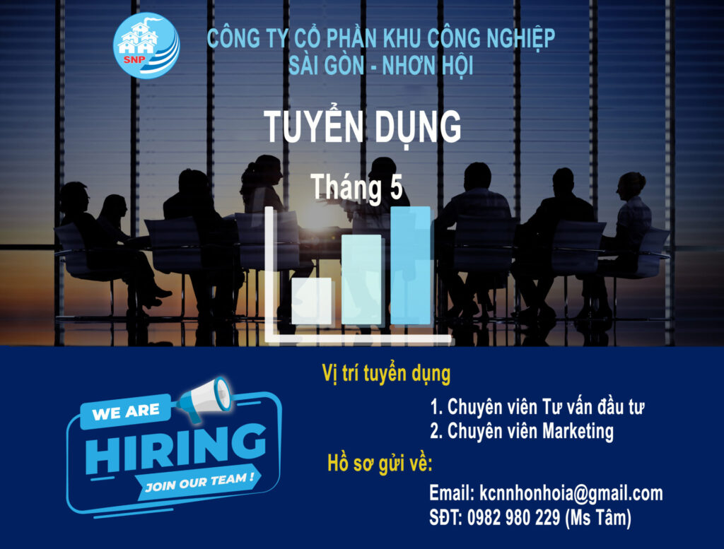 Công ty CP KCN Sài Gòn - Nhơn Hội tuyển dụng tháng 5