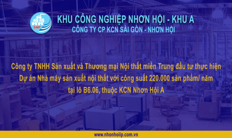 Công ty TNHH Sản xuất và Thương mại Nội thất Miền Trung đầu tư thực hiện Nhà máy sản xuất nội thất