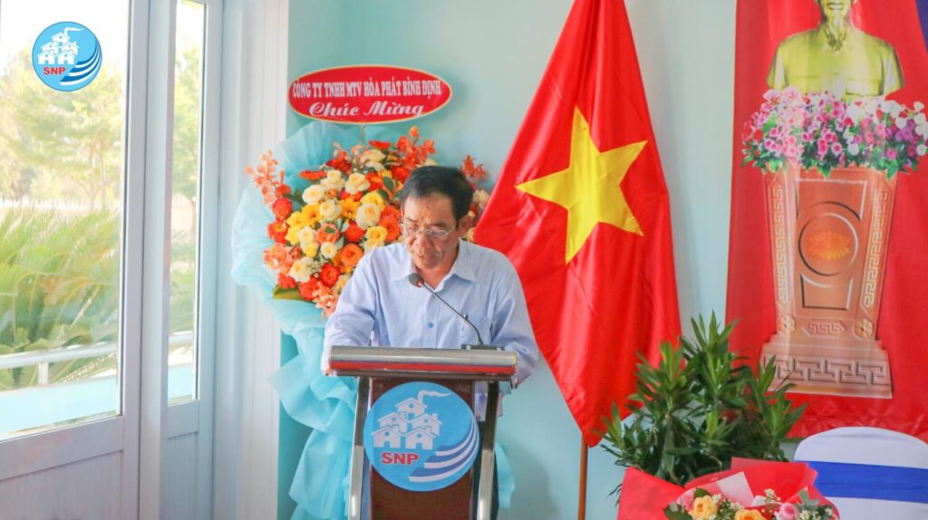 Ông Trần Thanh Hoàng, Phó TGĐ Công ty CP KCN Sài Gòn – Nhơn Hội, phát biểu tại buổi lễ