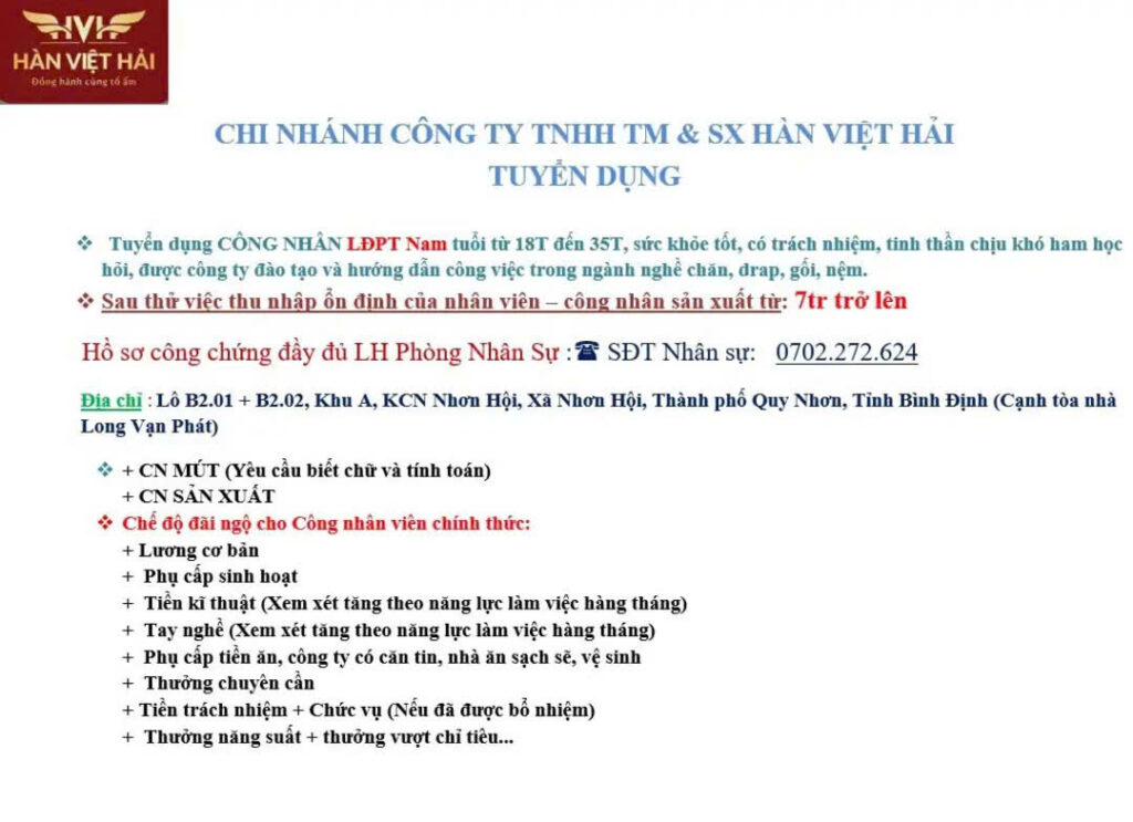 Công ty TNHH TM&SX Hàn Việt Hải