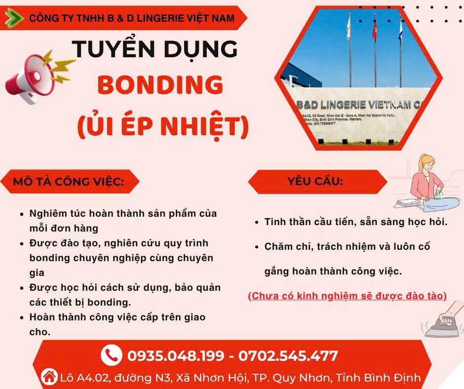 Tuyển dụng bonding - Công ty B&D Lingerie VN